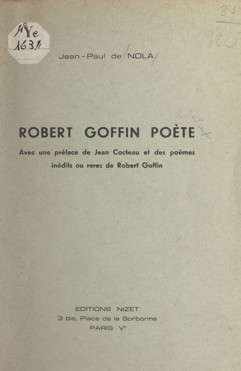 Robert Goffin, poète