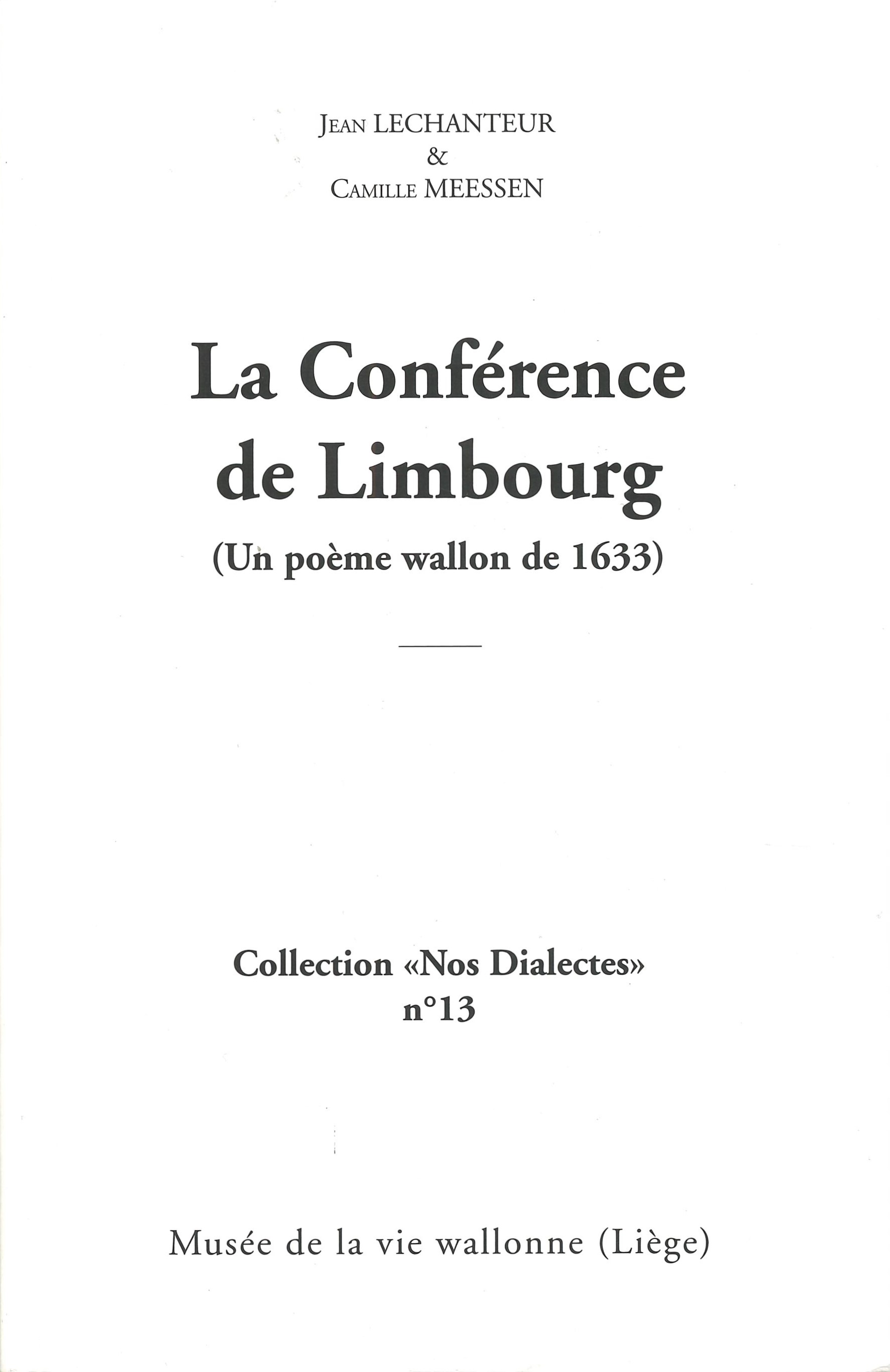 La Conférence de Limbourg : Un poème wallon de 1633