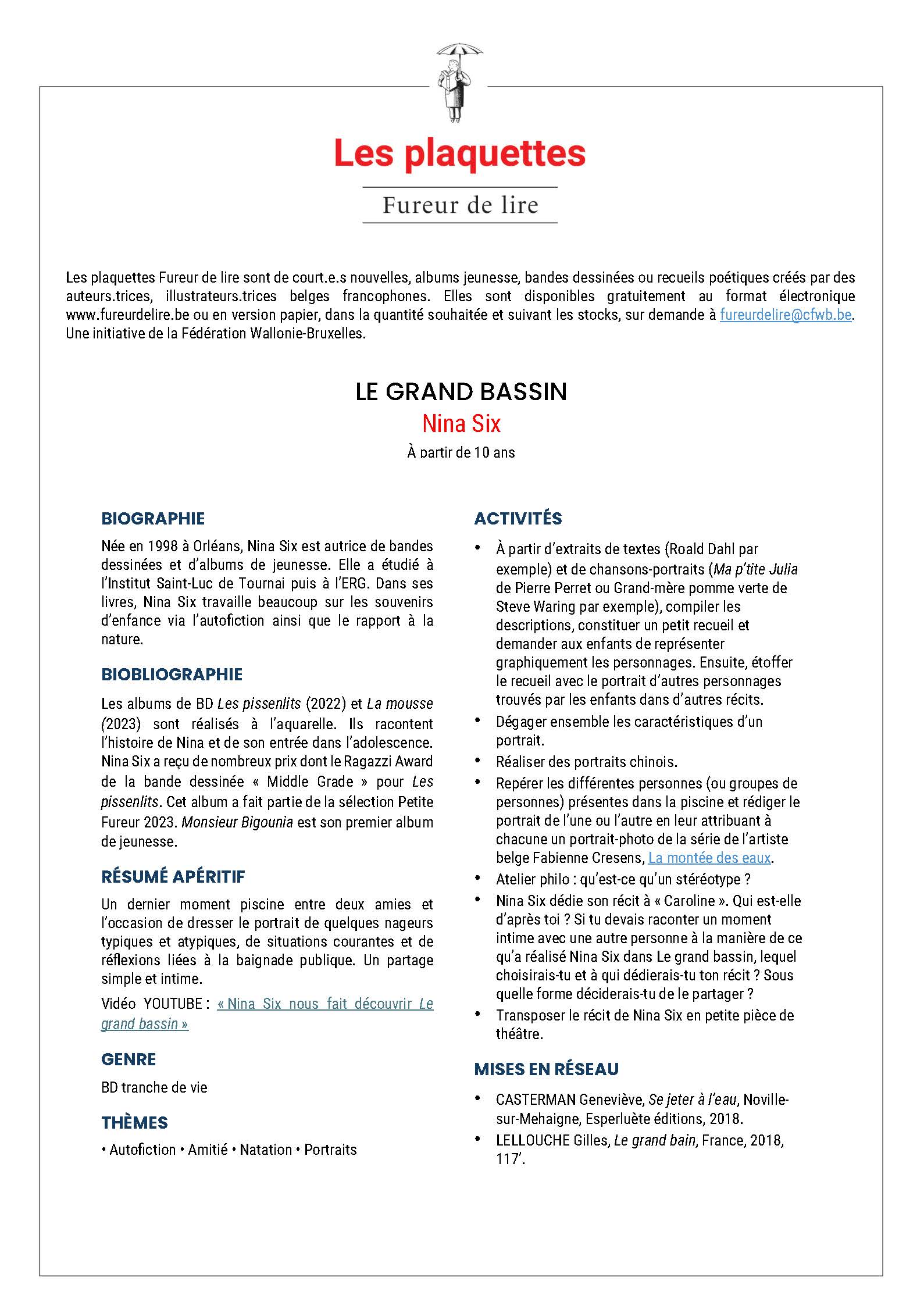 Fiche pédagogique : Le grand bassin