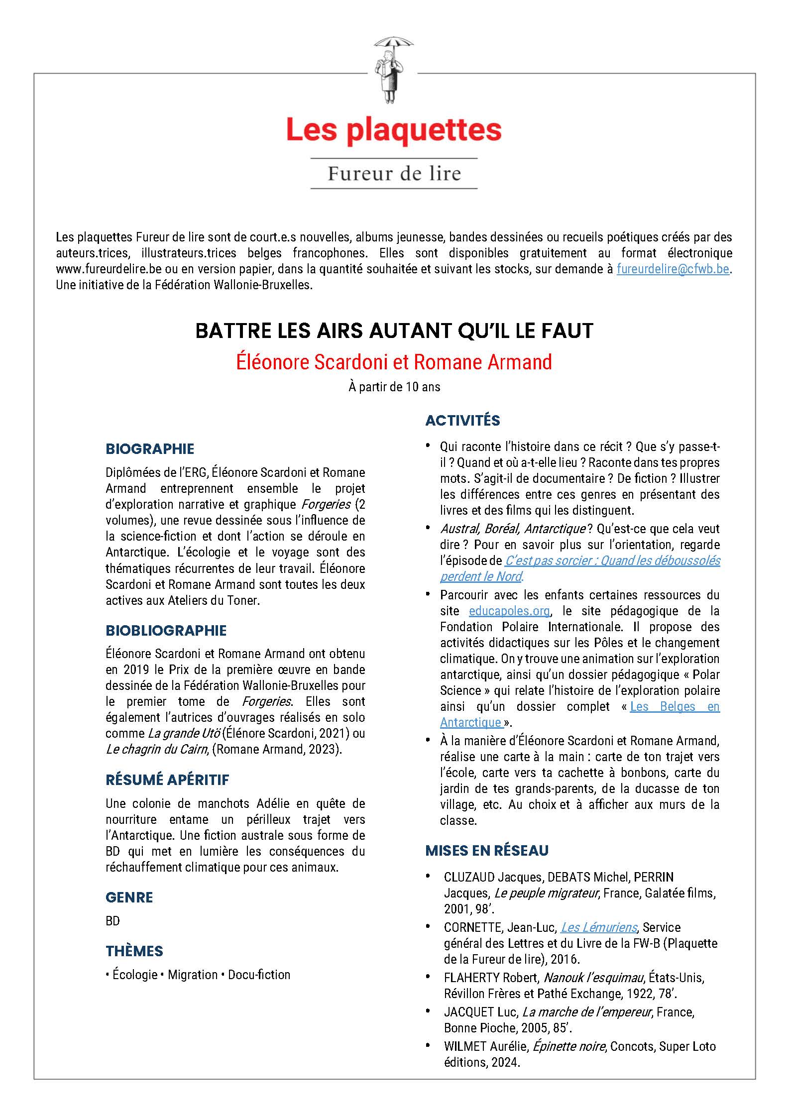Dossier pédagogique : Battre les airs autant qu’il le faut