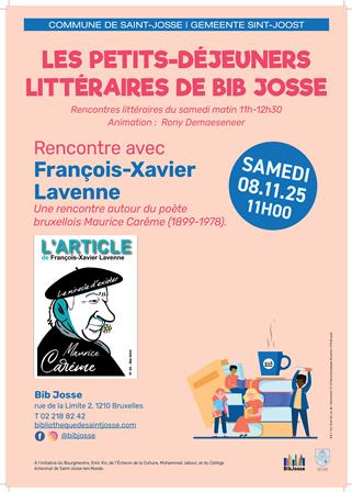 Les Petits-déjeuners littéraires de Bib Josse : François-Xavier Lavenne