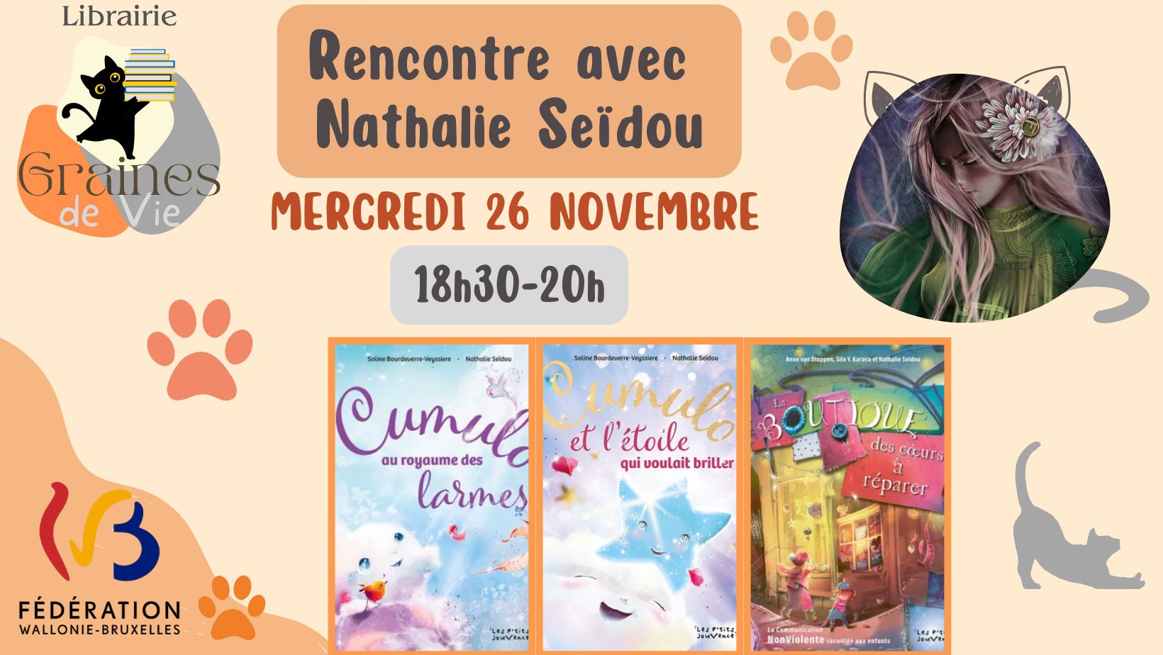 Rencontre avec Nathalie Seïdou autour de ses albums parus aux éditions Jouvence à la Librairie Graine de vie